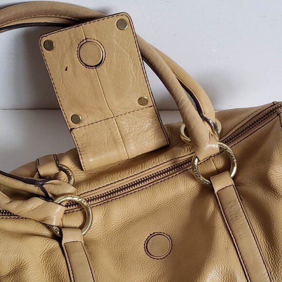 Leather KATE LANDRY Handbag Logo Metal detail Straw Yellow - Picture 14 of 16